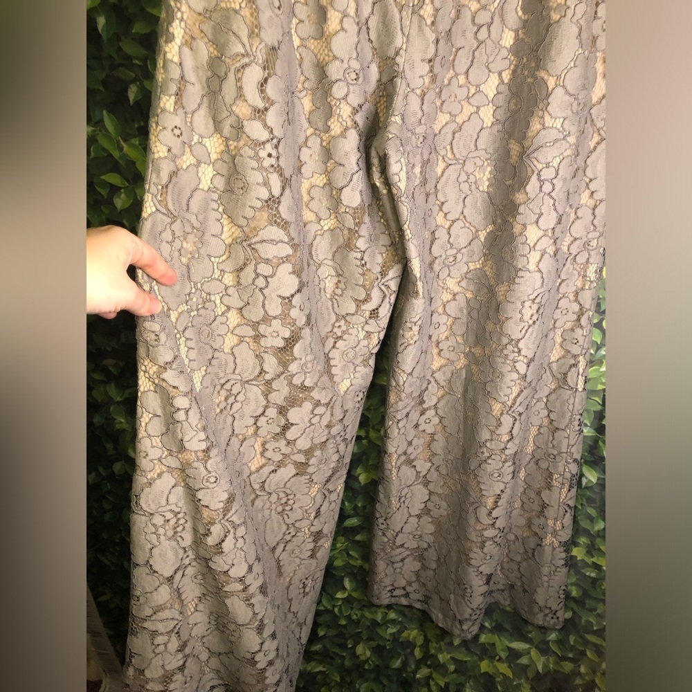Anthropologie Feather Bone Elegant Gray Lace Pants - Picture 14 of 16